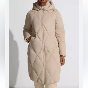 Mondetta diamond quilt long wind & water resistant down parka in cream New L